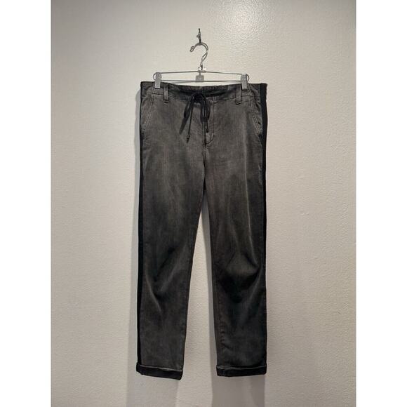 Paige Women's Size 28 Striped Christy Faded Mist Black Denim Jeans Drawstring - Picture 1 of 6